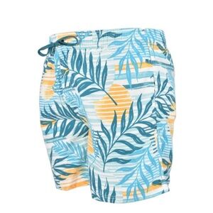 Burnside Men’s Performance Shorts Swimsuit Size L Stretch 5” Inseam Aqua Sunset